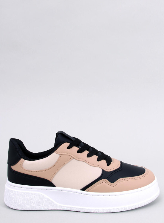 Sneakers con suola alta beige/nero