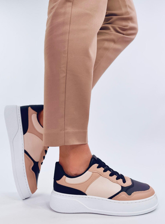 Sneakers con suola alta beige/nero