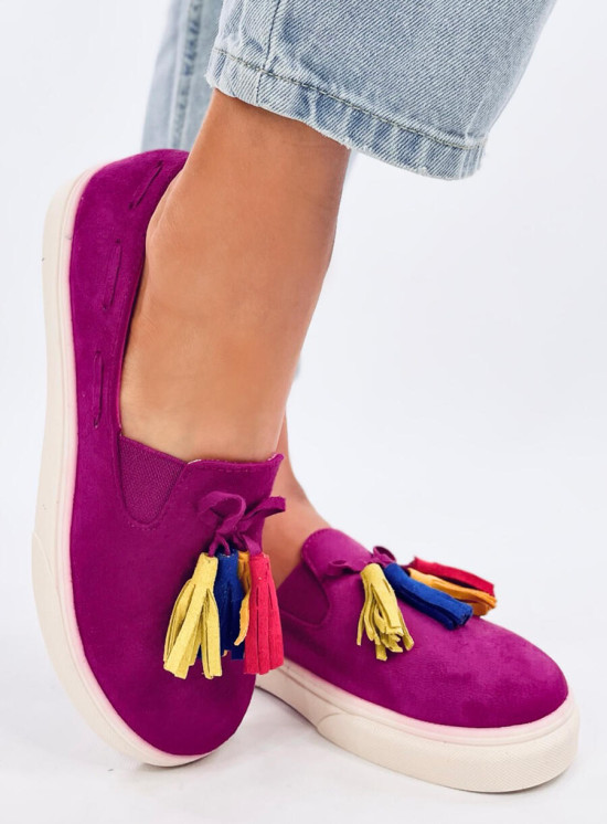 Espadrillas slip-on fucsia con frange