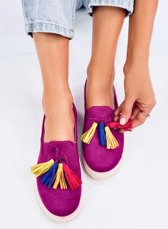 Espadrillas slip-on fucsia con frange