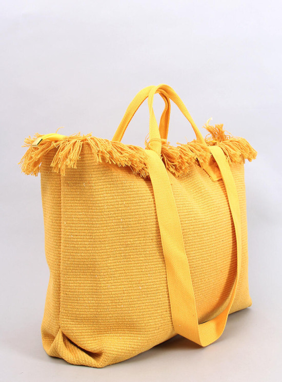 Borsa da spiaggia gialla con nappine