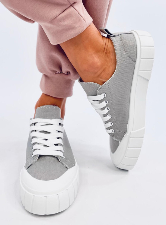 Sneakers da donna in tela grigie