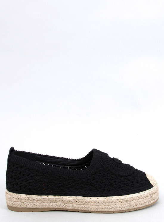 Espadrillas nere con tomaia lavorata all'uncinetto