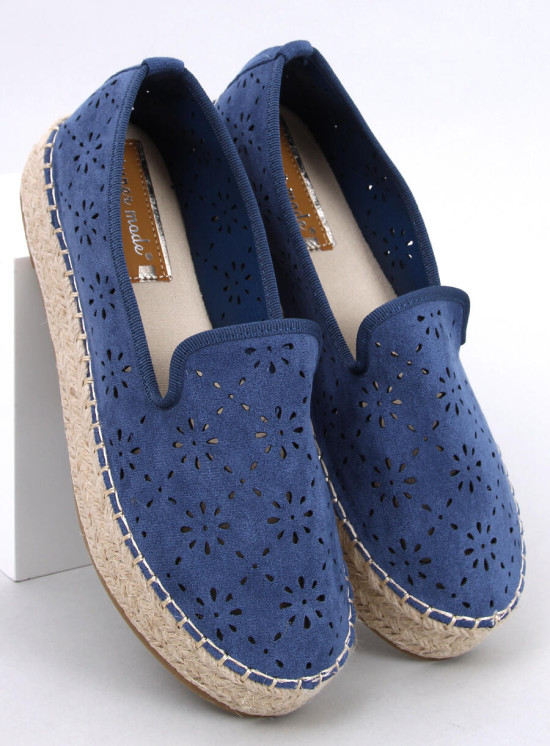 Espadrillas blu in pelle scamosciata traforata