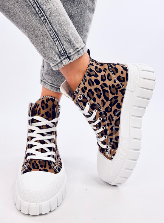 Sneakers platform con stampa leopardata