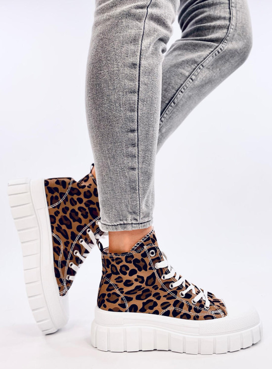 Sneakers platform con stampa leopardata