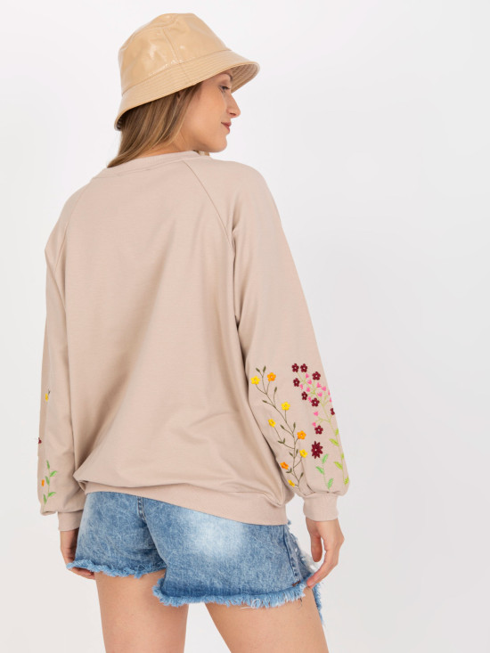 Felpa beige senza cappuccio con ricamo sulle maniche RUE PARIS
