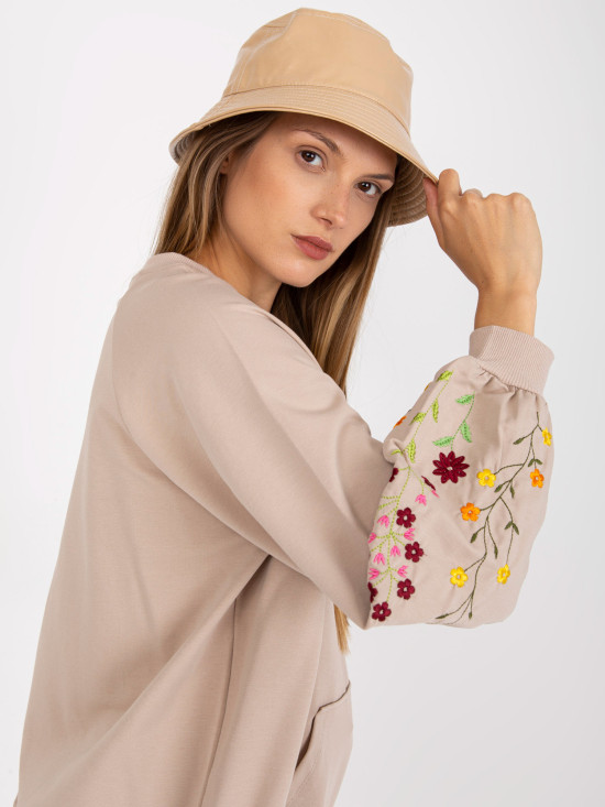 Felpa beige senza cappuccio con ricamo sulle maniche RUE PARIS