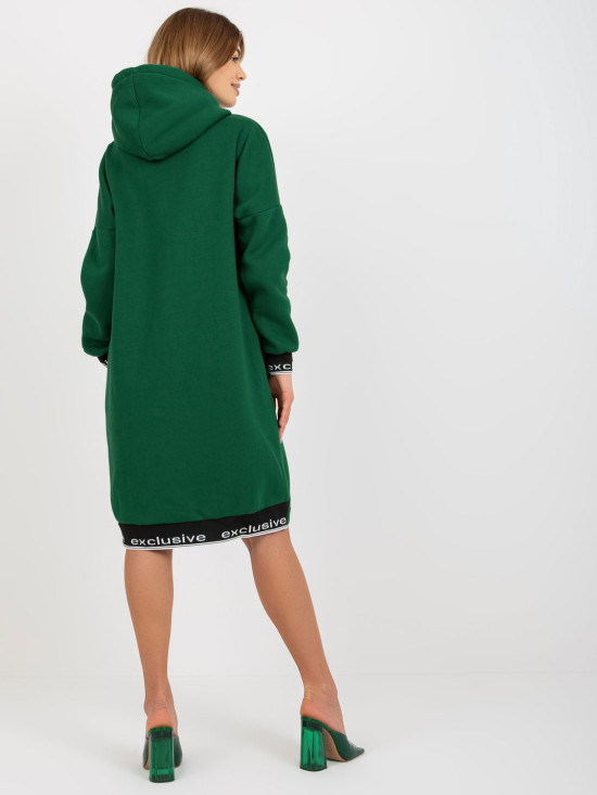 Felpa lunga con zip Mayar, verde scuro