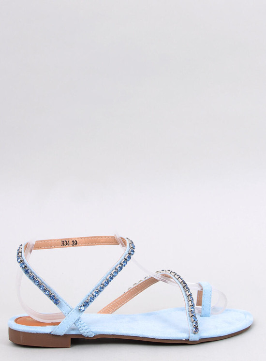 Sandali bassi blu chiaro con zirconi