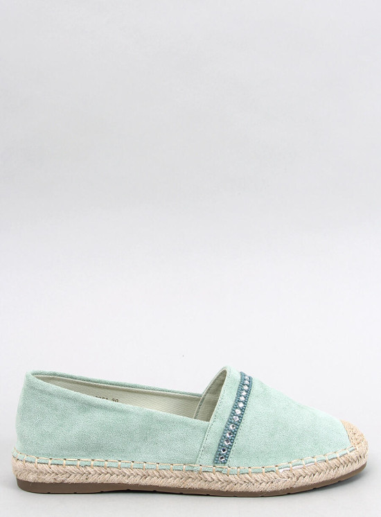 Espadrillas in pelle scamosciata pistacchio con strass