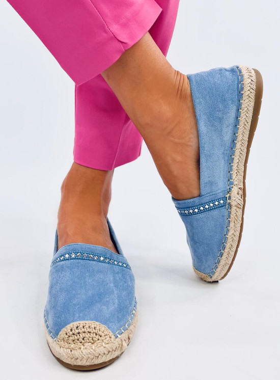 Espadrillas in pelle scamosciata blu con strass