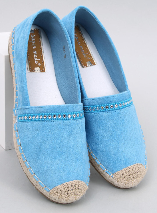 Espadrillas in pelle scamosciata blu con strass