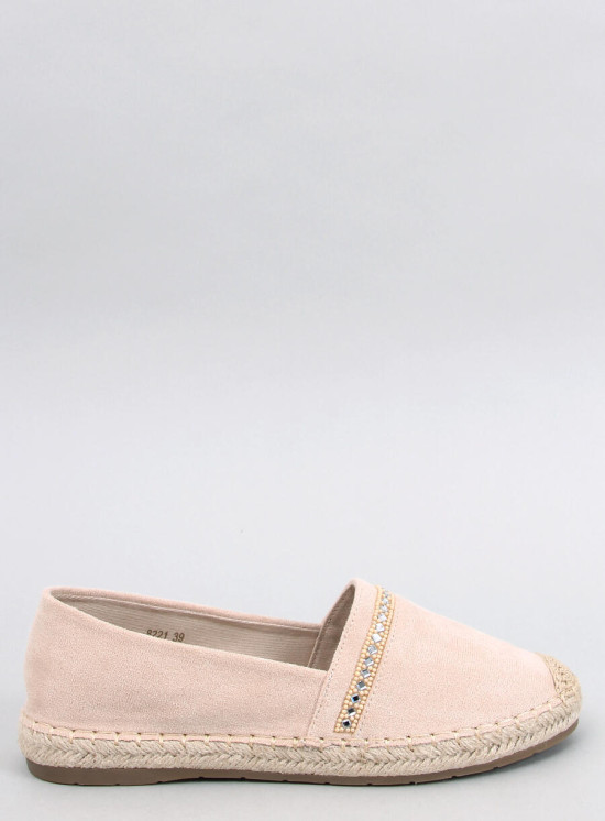 Espadrillas in pelle scamosciata beige con strass