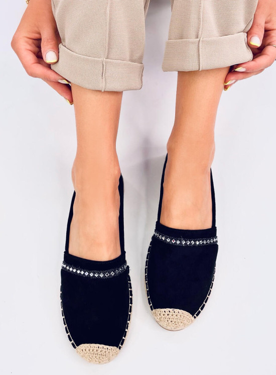 Espadrillas in pelle scamosciata nere con strass