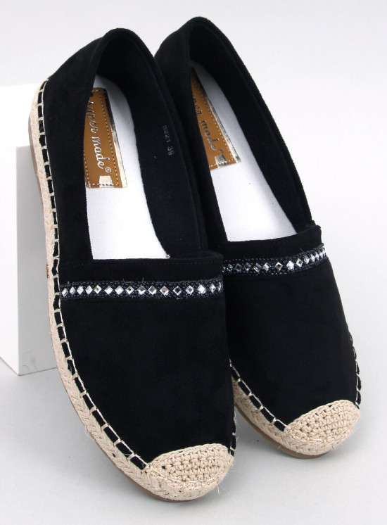 Espadrillas in pelle scamosciata nere con strass