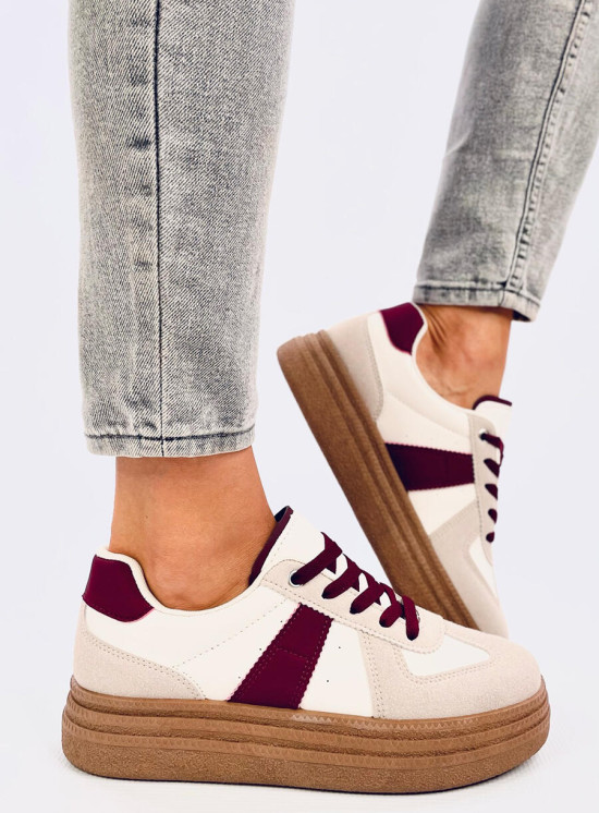 Sneakers da donna in camoscio beige/bordeaux
