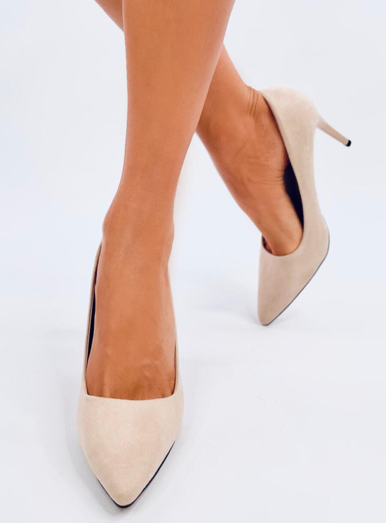 Décolleté in camoscio beige chiaro