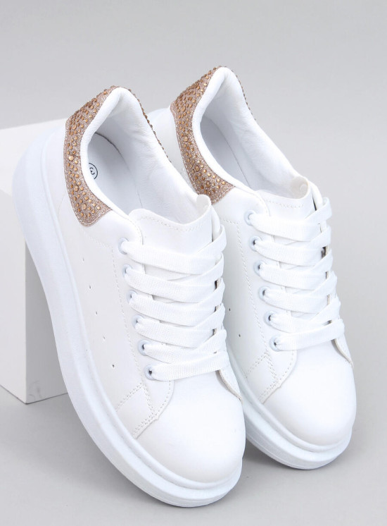 Sneakers platform bianche con dettaglio oro