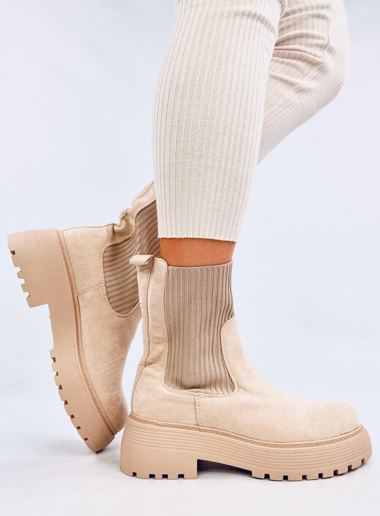 Stivali beige con polsino elastico