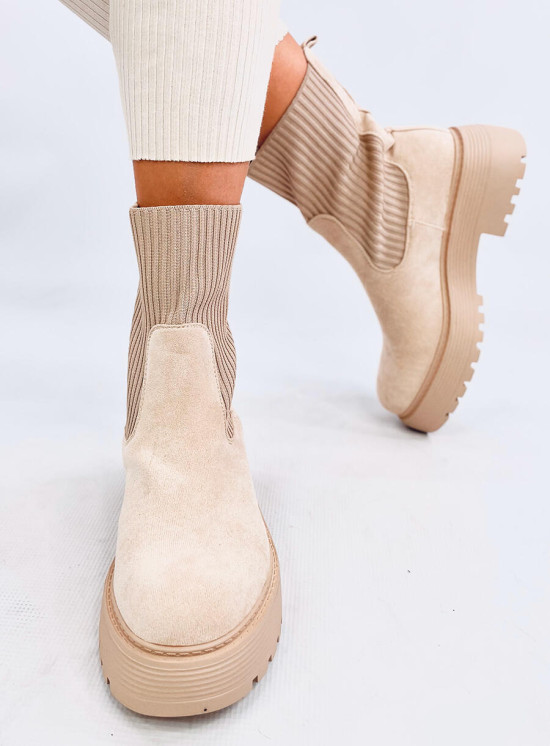 Stivali beige con polsino elastico