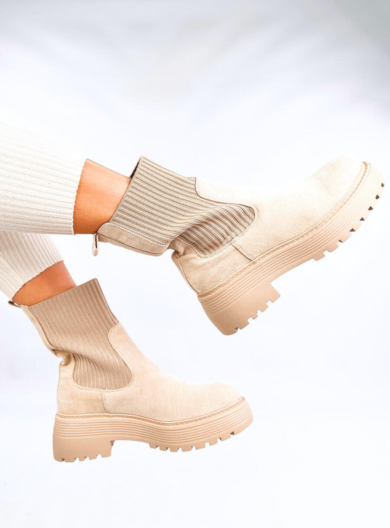 Stivali beige con polsino elastico