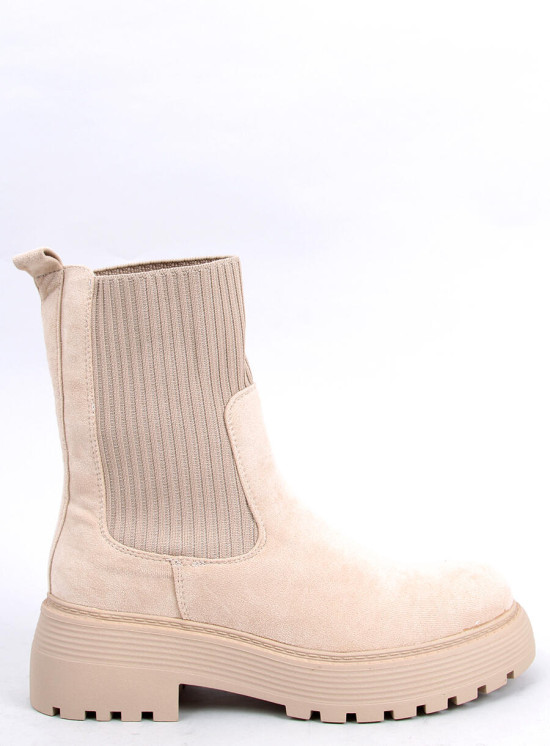 Stivali beige con polsino elastico