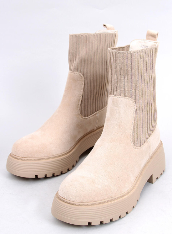 Stivali beige con polsino elastico