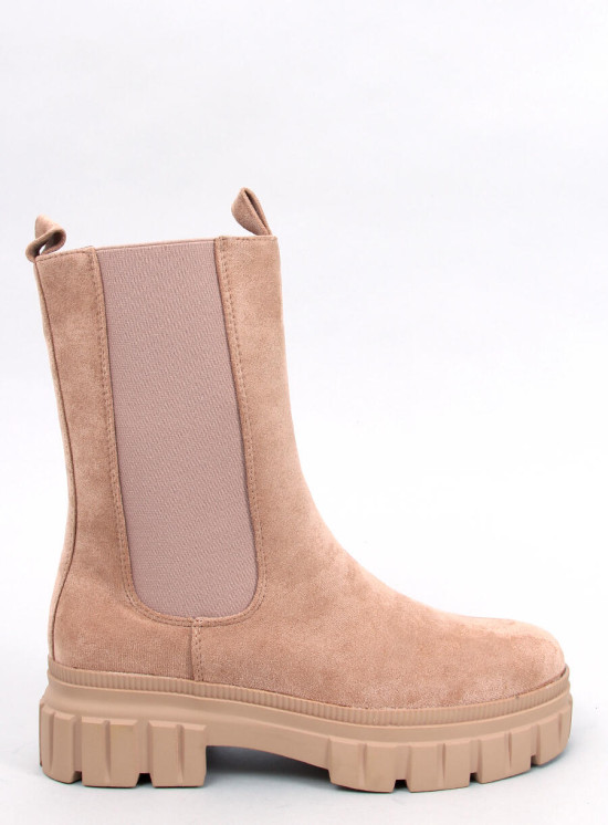 Stivaletti in pelle scamosciata cammello con polsino elastico