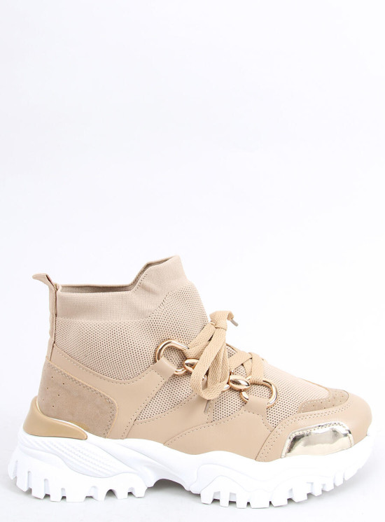 Sneakers beige su piattaforma con parte superiore elastica