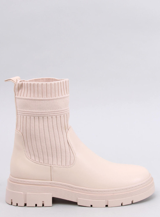 Stivaletti beige chiaro con tomaia elastica