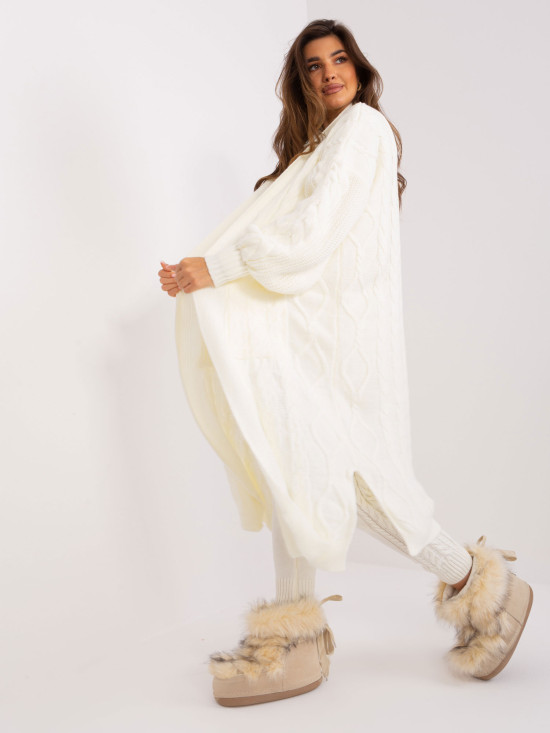 Cardigan lungo ecru in lana