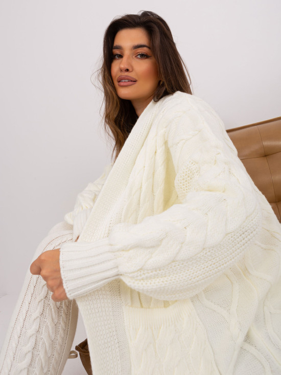 Cardigan lungo ecru in lana