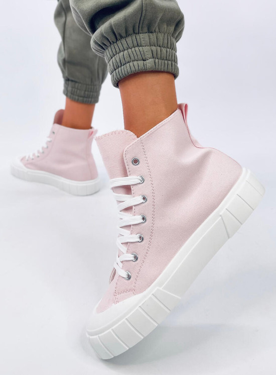 Sneakers alla caviglia in tela rosa chiaro