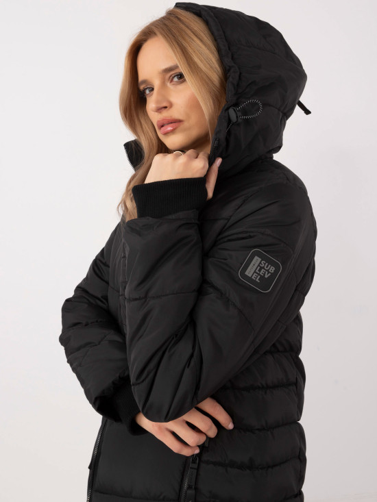 Cappotto lungo nero con fodera