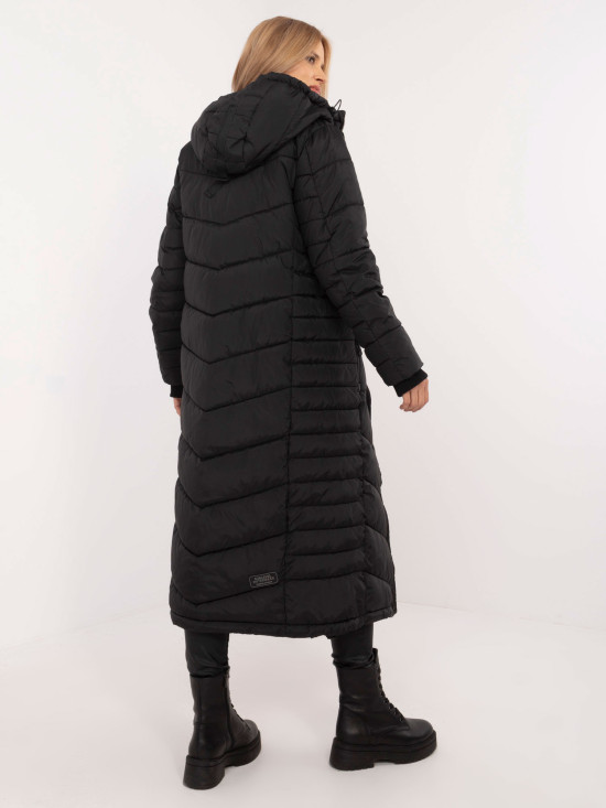 Cappotto lungo nero con fodera