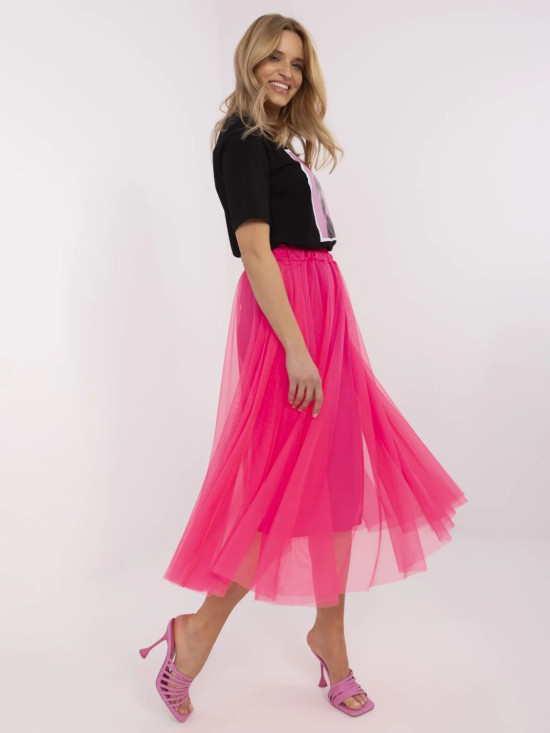 Gonna midi in tulle rosa