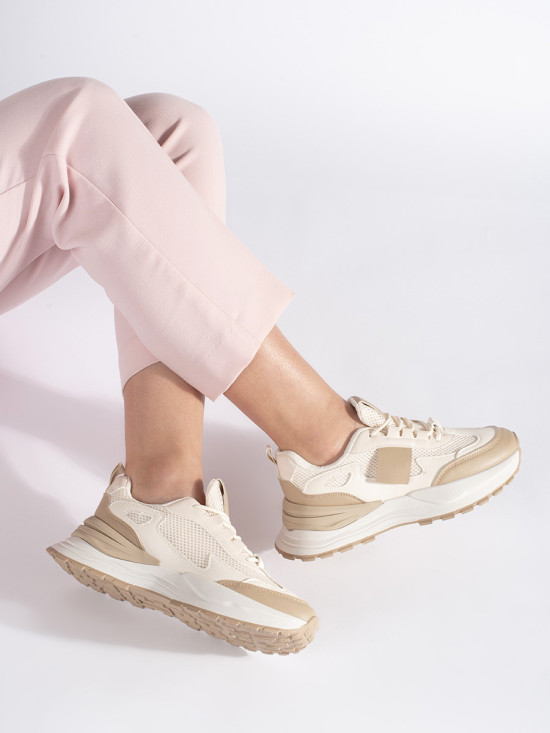 Scarpe sportive beige-bianche da donna