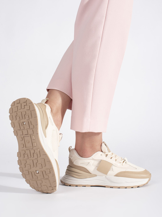 Scarpe sportive beige-bianche da donna