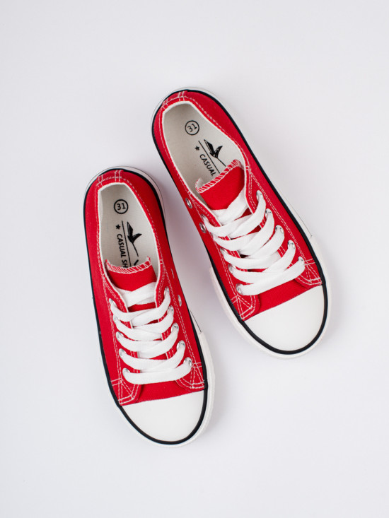 Sneakers classiche per bambini con allacciatura rosse