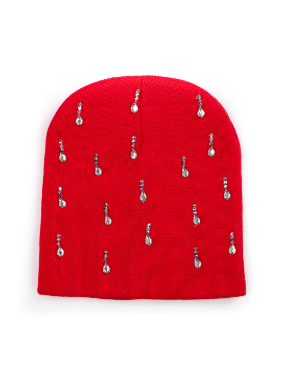 Berretto da donna rosso con decorazioni