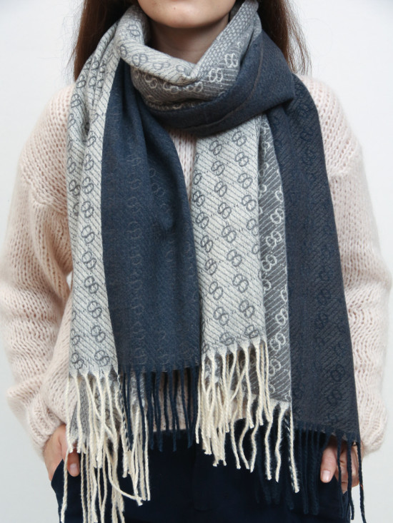 Sciarpa fantasia blu-grigio