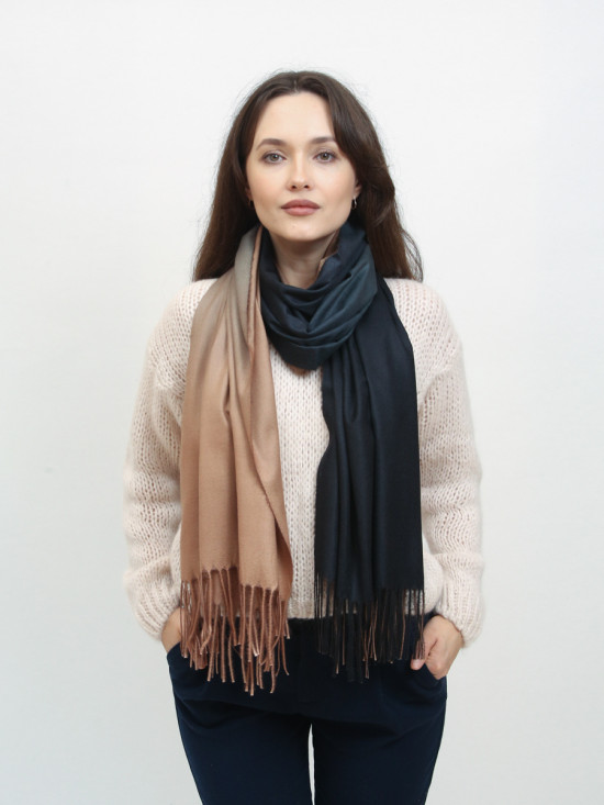 Sciarpa invernale in lana colorata beige/nero