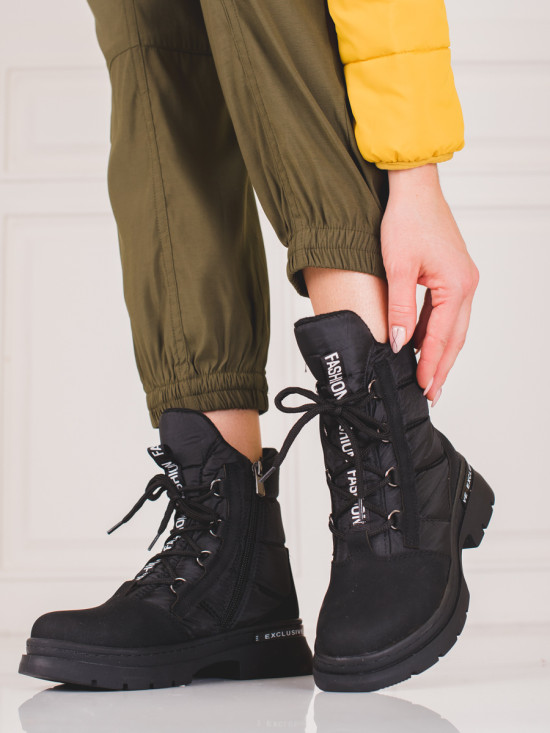 Scarpe da neve sportive nere con lacci