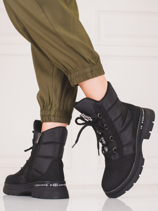 Scarpe da neve sportive nere con lacci