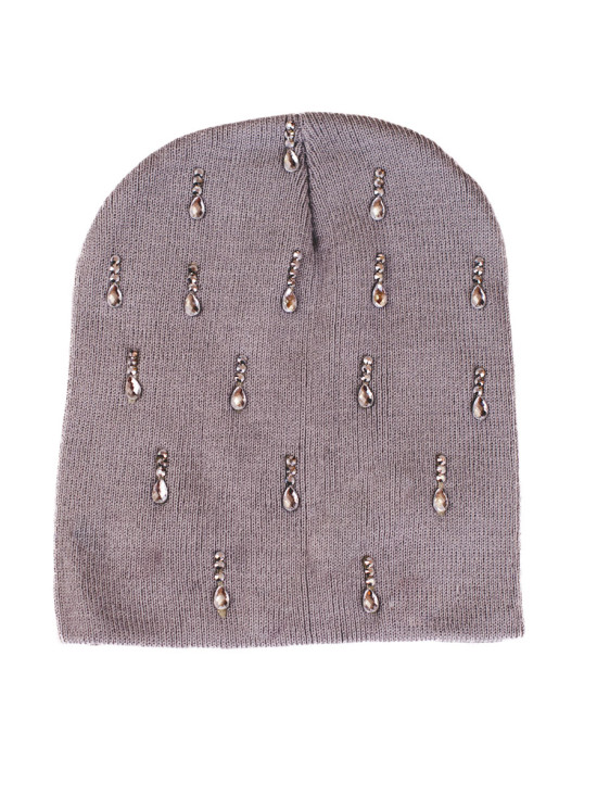 Berretto da donna grigio con decorazioni
