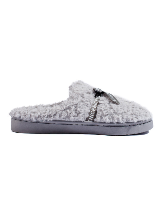 Pantofole grigie con fiocco