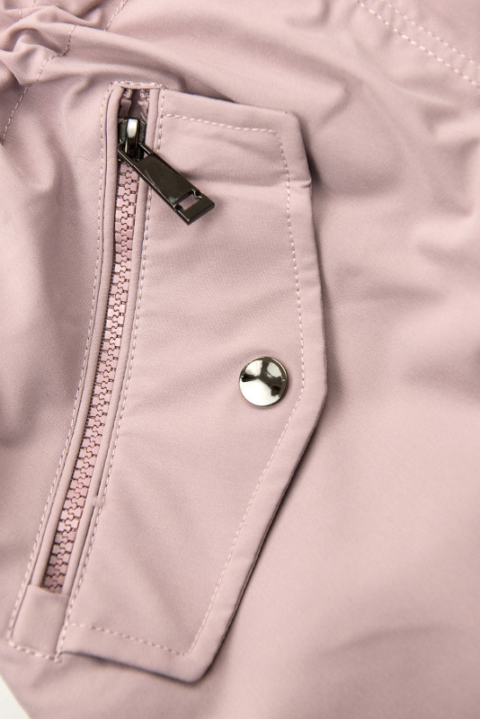 Parka rosa chiaro con bordo in pelliccia rimovibile
