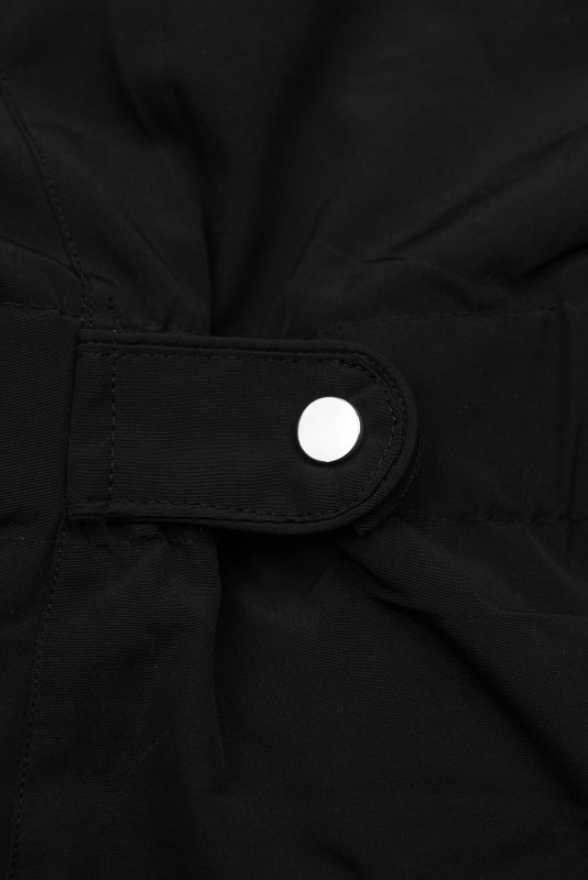 Parka invernale nera con peluche marrone