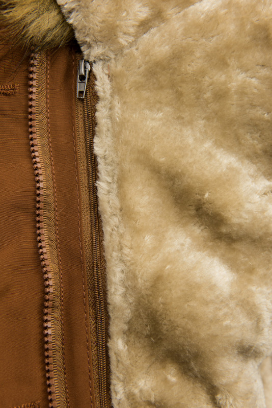 Parka marrone cammello per autunno/inverno con fodera rimovibile